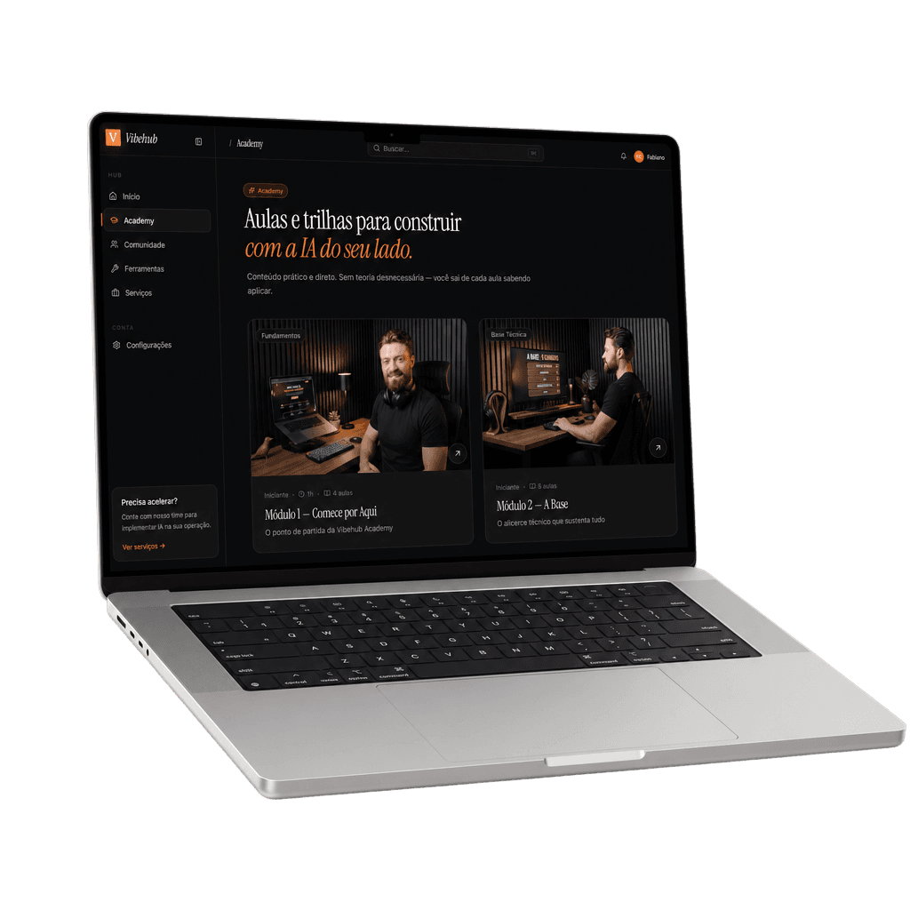 Mockup da plataforma Academy do Vibehub