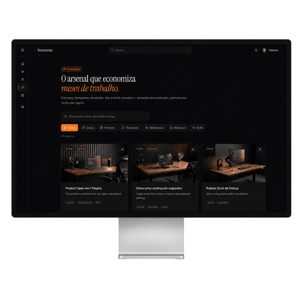 Mockup do catálogo de Ferramentas do Vibehub